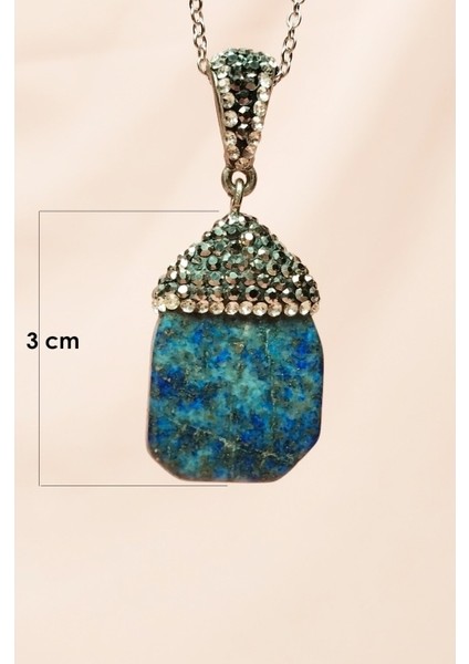 Lapis Doğal Taşı Zincirli El Yapımı Kolye Uç: 3 cm Zincir: 20 cm Kutulu modelleri
