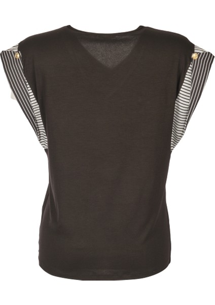Minimalist V Yaka Kadın T-Shirt - Balık Desenli - Kısa Kol fırsatları