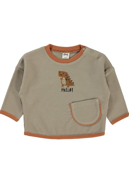 Civil Baby Erkek Bebek Sweatshirt 6-18 Ay Koyu Bej