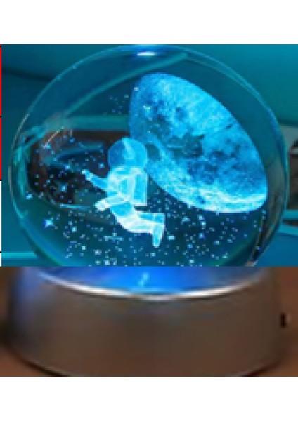 Uçan Astronot Plastik Altlıklı Işıklı Cam Küre