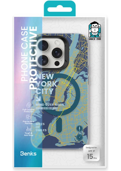 iPhone 15 Pro Uyumlu Kılıf Magsafe Şarj Özellikli Benks City Serisi Kapak Mavi modelleri
