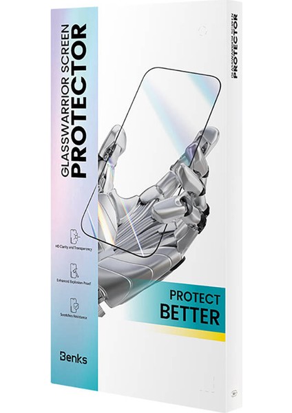 iPhone 15 Uyumlu Benks Glass Warrior Hd Görüntü Cam Ekran Koruyucu Uygulama Aparatlı