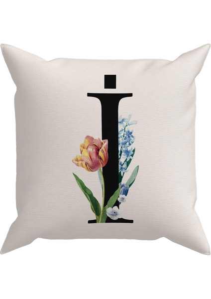 Flowered Harf (İ) Kırlent Kılıf