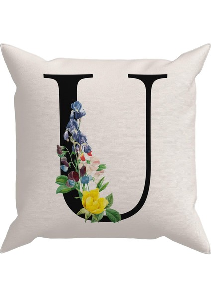 Flowered Harf (U) Kırlent Kılıf
