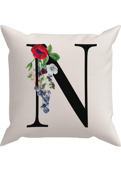 Flowered Harf (N) Kırlent Kılıf