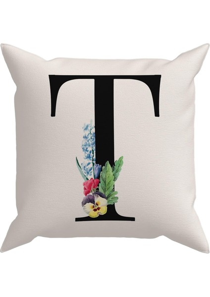 Flowered Harf (T) Kırlent Kılıf