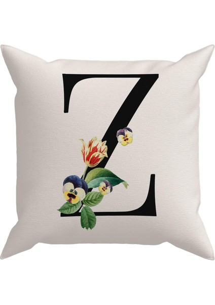 Flowered Harf (Z) Kırlent Kılıf