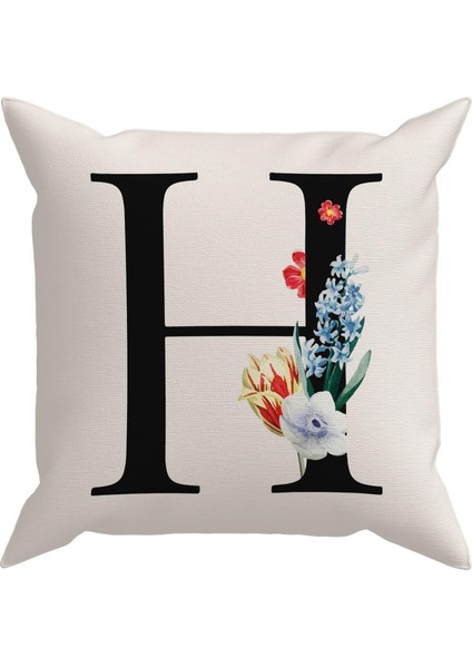 Flowered Harf (H) Kırlent Kılıf