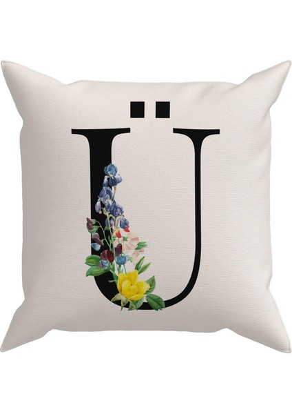 Flowered Harf (Ü) Kırlent Kılıf