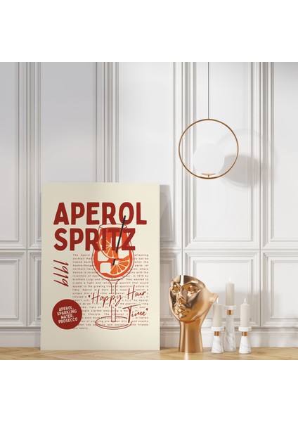 Aperol Spritz Kokteyl Modern Dekoratif Kanvas Tablo - Cafe Dekor - Salon ve Mutfak Için Duvar Dekorasyonu