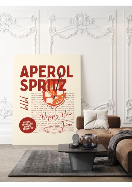 Aperol Spritz Kokteyl Modern Dekoratif Kanvas Tablo - Cafe Dekor - Salon ve Mutfak Için Duvar Dekorasyonu