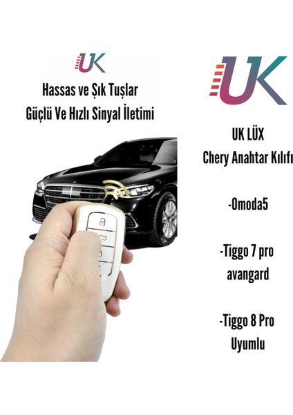 Chery Tiggo 8 Pro & Omoda 5 & Tiggo 7 Avangarde Anahtar Kılıfı Altın/gold Ayrıntılar Lüx