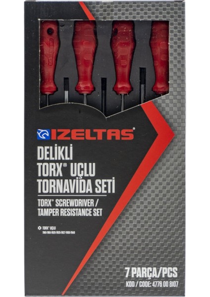 Izeltaş 4776 00 8107 Delikli Torx Uçlu Tornavida Seti 7 Parça fiyatları