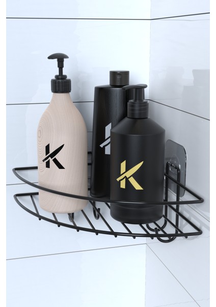 Yapışkanlı Banyo Köşeliği Kancalı Köşe Rafı Duş Şampuanlık Duvar Düzenleyici Organizer Raf