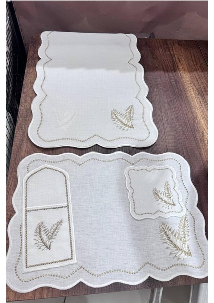 Viktori Keten Nakışlı Amerikan Servis Takımı 19 Parça Gold