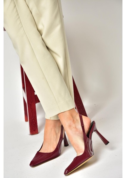 S752063408 Bordo Rugan Kalın Topuklu Kadın Ayakkabı modelleri