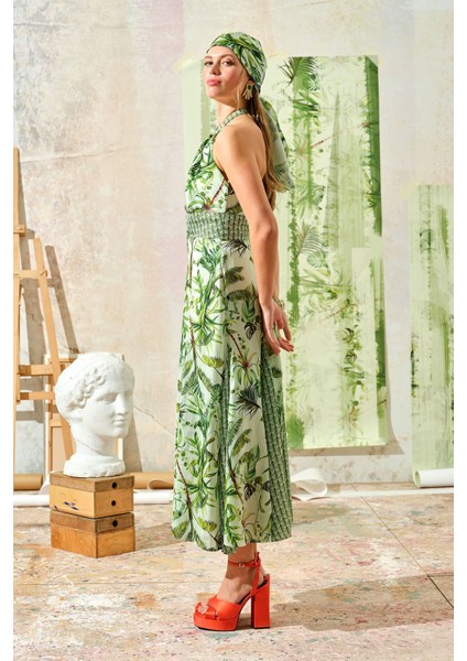 Palmiyeli Elbise Yeşil modelleri