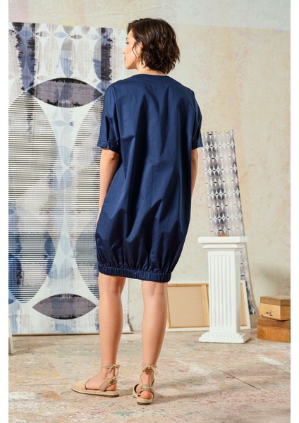Elastik Detaylı Elbise Lacivert fırsatları