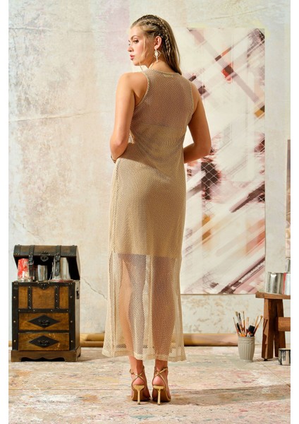 Varaklı File Elbise Altın fırsatları