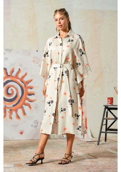 Güneş Desenli Elbise Bej fiyatları