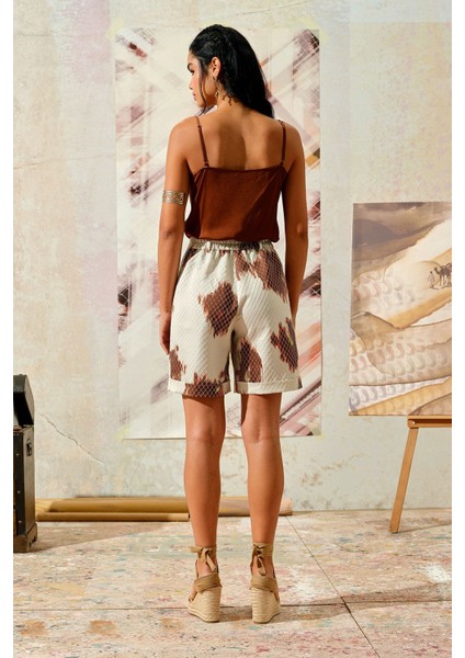 Bermuda Desenli Şort Kahverengi fırsatları