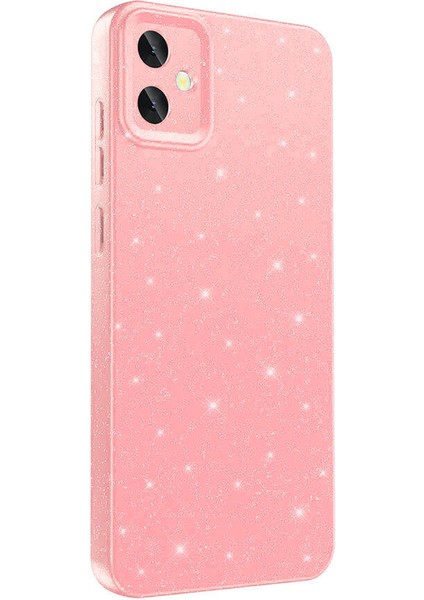 Bilişim Aksesuar Galaxy A05 Uyumlu Sah Kılıf Kamera Korumalı Simli Lüks Zore Koton Kapak-Pembe