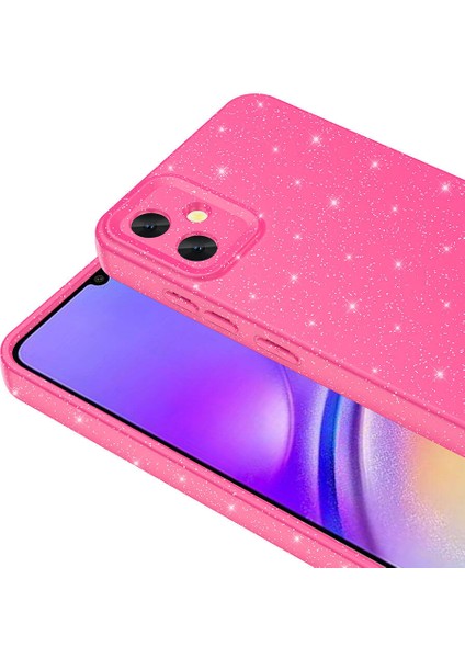 Bilişim Aksesuar Galaxy A05 Uyumlu Sah Kılıf Kamera Korumalı Simli Lüks Zore Koton Kapak-Pembe