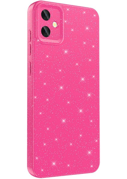 Bilişim Aksesuar Galaxy A05 Uyumlu Sah Kılıf Kamera Korumalı Simli Lüks Zore Koton Kapak-Pembe Koyu