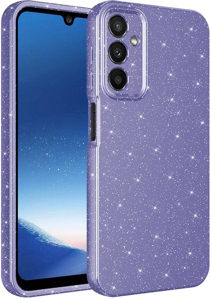 Bilişim Aksesuar Galaxy A25 Uyumlu Sah Kılıf Kamera Korumalı Simli Lüks Zore Koton Kapak-Mor
