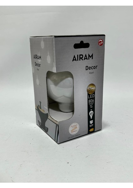 Airam Decor Opal Dim Edilebilir LED Ampul 3000K 7W=60W