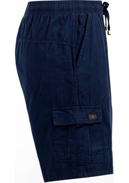 Lacivert Kargo Cepli Beli Lastikli Unisex Keten Şort %100 Pamuk modelleri