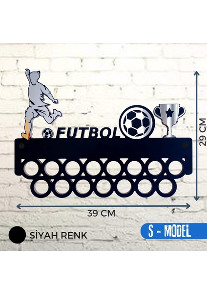 Clever Toys Futbol Siyah Madalya Askısı S / Football Sporcu Ödül Duvar Askılı Madalyalık / Madalya Tutucu