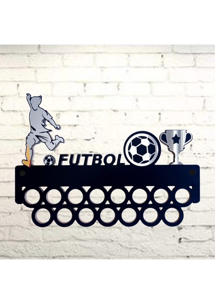 Clever Toys Futbol Siyah Madalya Askısı S / Football Sporcu Ödül Duvar Askılı Madalyalık / Madalya Tutucu