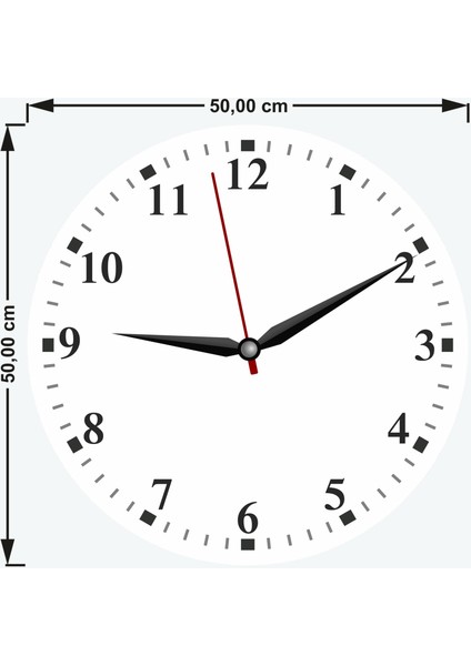 Kanvas (Ahşap) Duvar Saati - 50 cm