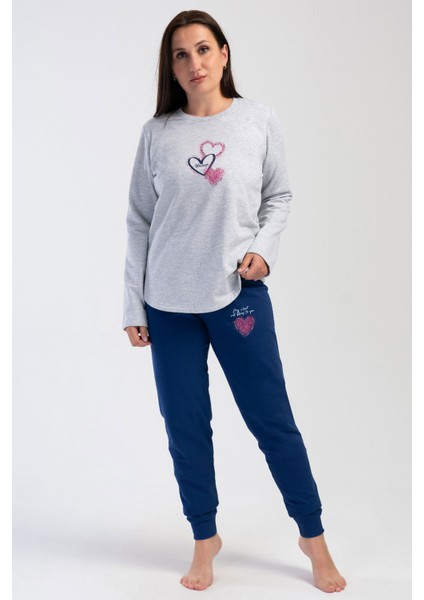 Kadın Büyük Beden Uzun Kol Pijama Takım , 403030
