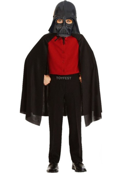 Star Wars Uzay Yolu Şavaşları Pelerinli Maskeli Dart Wader Çocuk Kostümü (7 - 14 Yaş Arası) - 90 cm