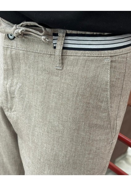 Erkek Bel Bağcıklı Keten Görünümlü Regular Fit Old Money Culture Şort 167-1 indirimleri