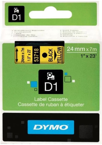 53718 Sarı/siyah D1 Yedek Şerit (24 mm x 7 Mt)