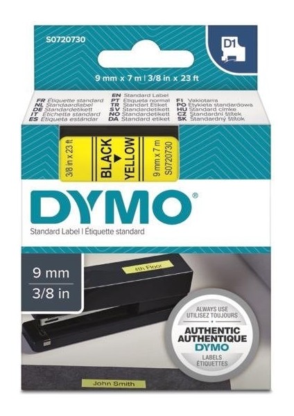 D1 Sarı/siyah Yedek Şerit 9mm x 7mt (40918)