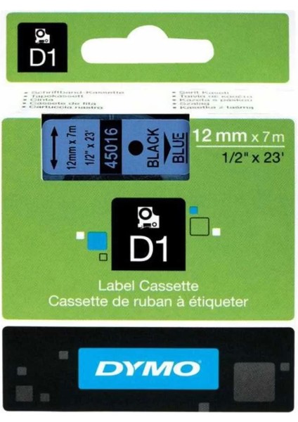 45016 Mavi/siyah D1 Yedek Şerit (12 mm x 7 Mt)