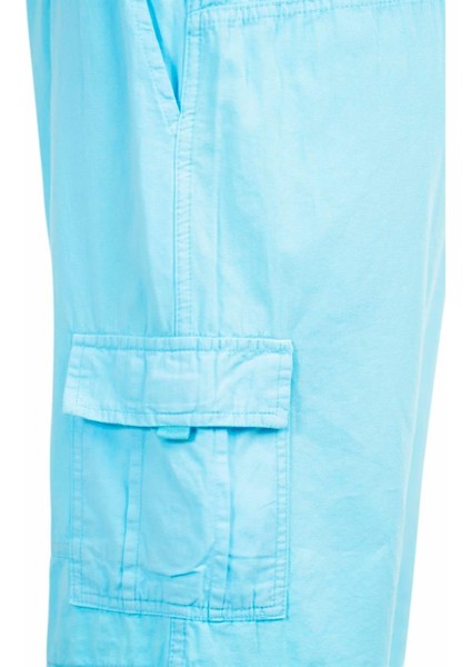Mint Kargo Cepli Beli Lastikli Unisex Keten Şort %100 Pamuk indirimleri