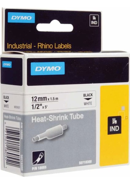 Rhinopro 18055 Beyaz/siyah Isıyla Küçülen Şerit 12 mm x 1,5 mt