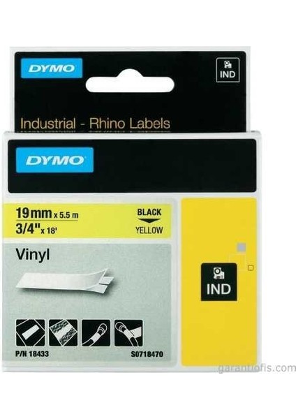 Rhinopro Renkli Vinil Şerit 19MMX5,5M Sarı/siyah 18433