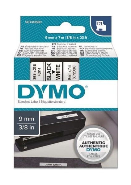 D1 Beyaz/siyah Yedek Şerit 9mm x 7mt (40913)