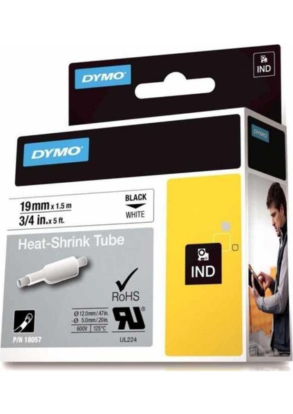 Rhino Pro Isıyla Küçülen Şerit 19MM x 1,5m Beyaz/siyah (18057)