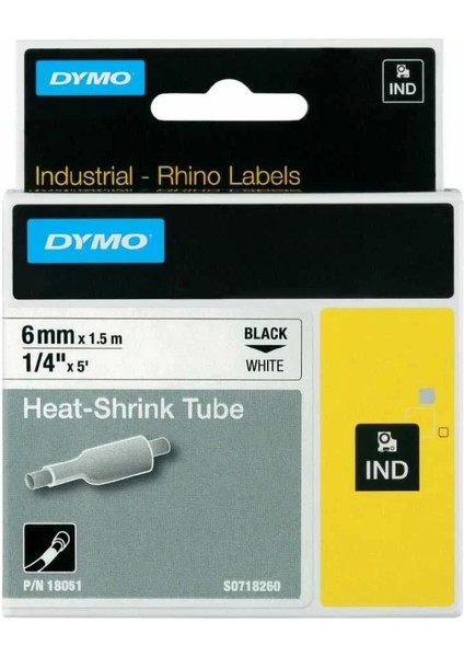Rhinopro 18051 Beyaz/siyah Isıyla Küçülen Şerit 6 mm x 1,5 mt