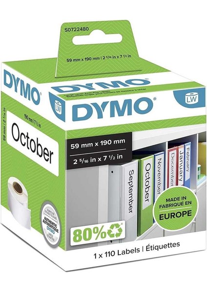 99019 Lw Geniş Klasör Sırt Etiketi 59X190MM / 110 Lu Paket 2-5/16''inç x 7-1/2''inç