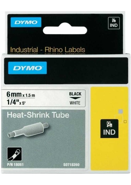 Rhinopro 18051 Beyaz/siyah Isıyla Küçülen Şerit 6 mm x 1,5 mt