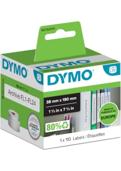 99018 Lw Dar Klasör Sırt Etiketi 38X190MM / 110 Lu Paket 1-1/2'' Inç 7-1/2''inç