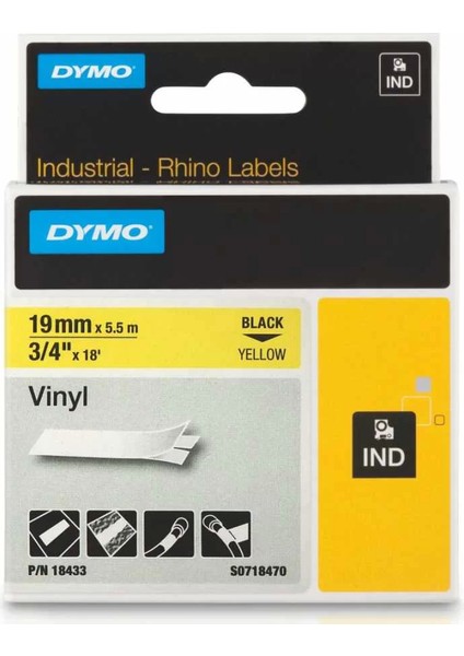 Rhinopro 18433 Sarı/siyah Renkli Vinil Şerit 19 mm x 5,5 mt